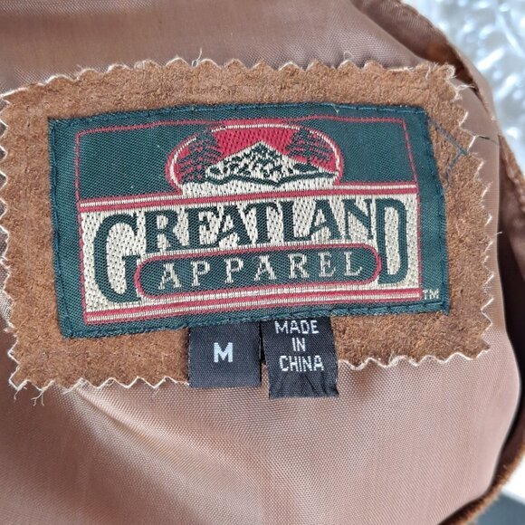 Greatland Apparel Size Medium Brown Leather Vest Nylon Back Vintage EUC - Picture 9 of 11